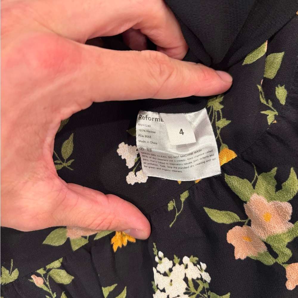 Reformation Navy Midi Dress with Yellow Floral Print - Picture 3 of 4